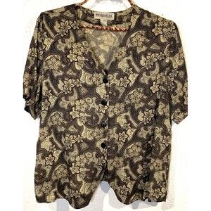 Westport Ltd Woman Blouse Size 2X Short Sleeve Button Front